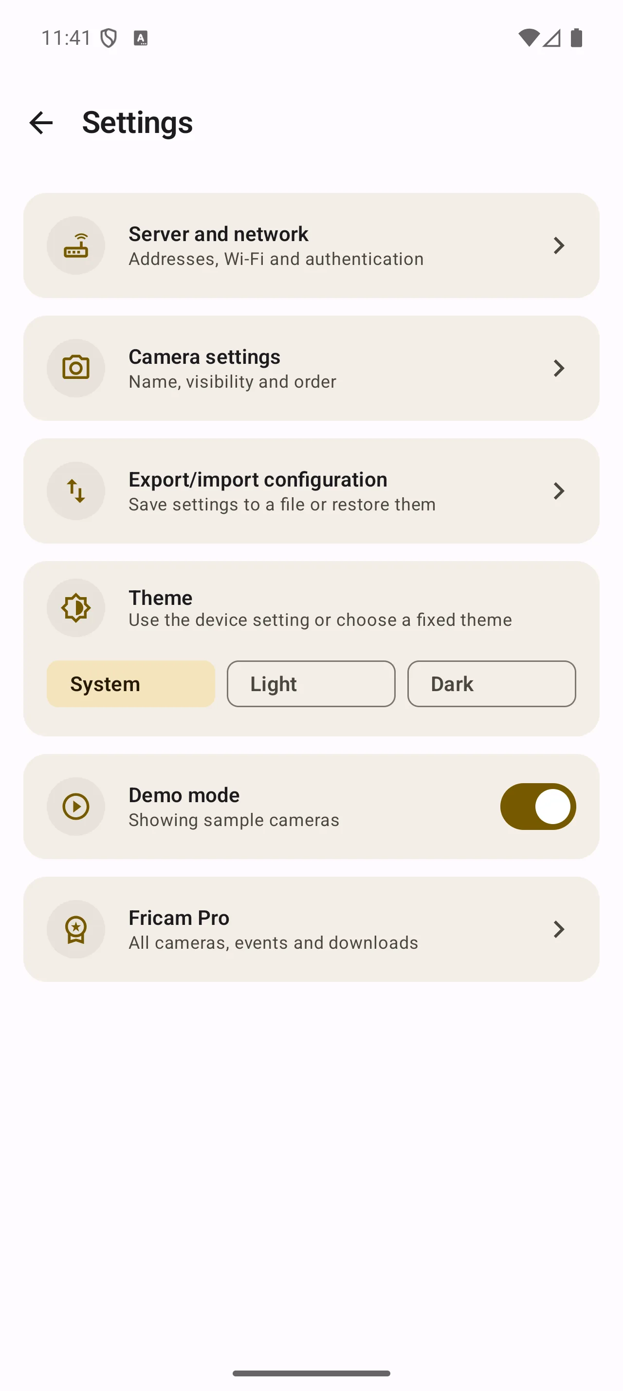 Fricam settings on Android