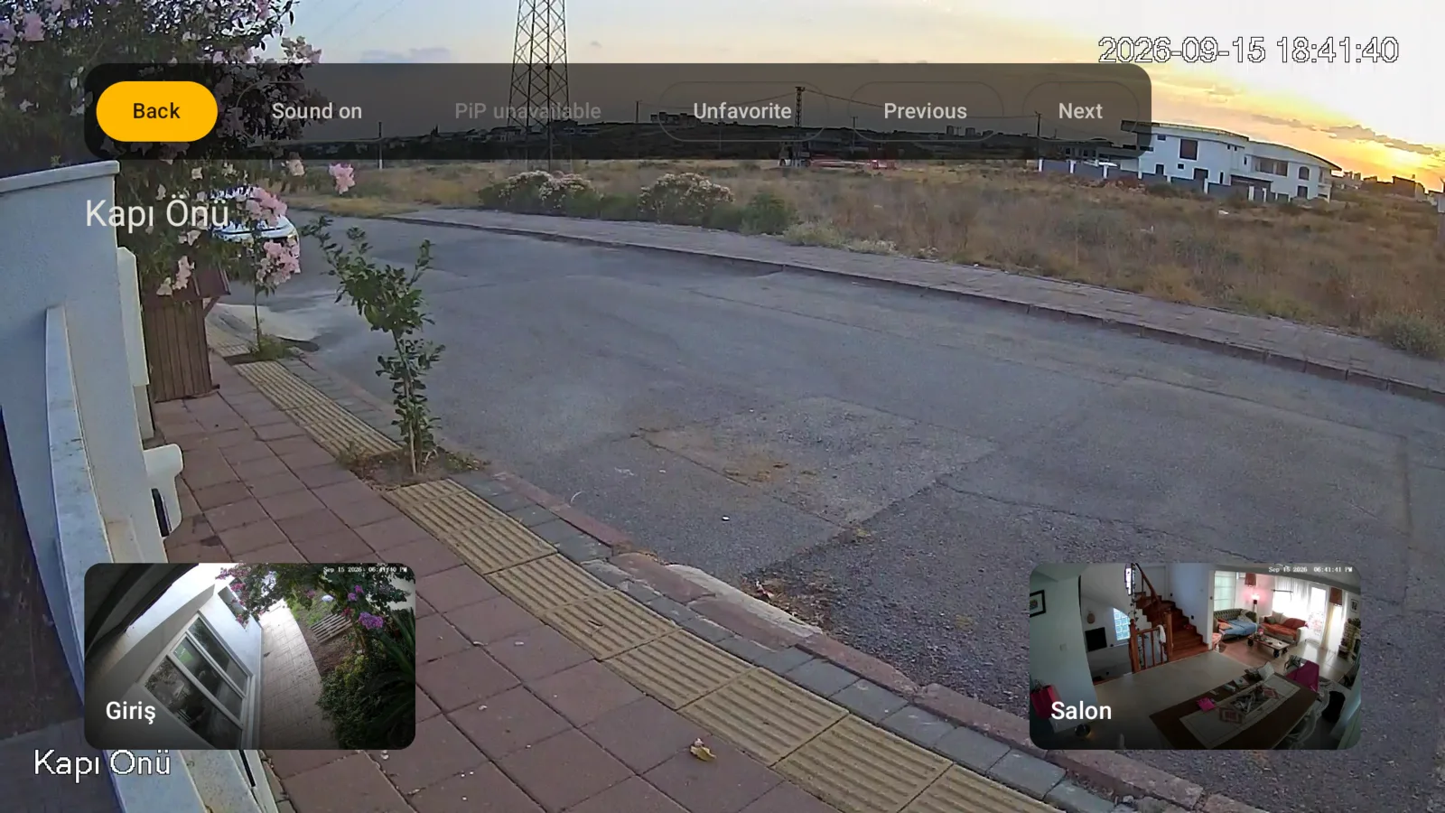 Android TV live camera view with neighbouring camera previews