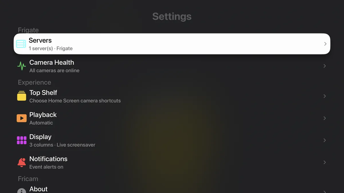 Apple TV settings with Top Shelf and playback options
